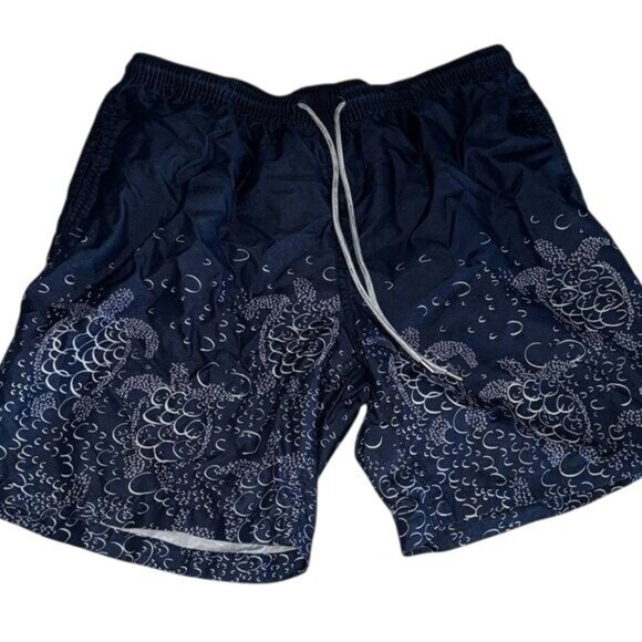 Kirkland Signature Mens X-Large Swim Shorts Polyester Blue Wave Pattern - Picture 1 of 7